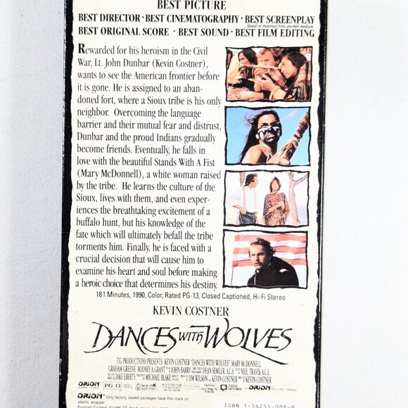 3/$15 DANCES WITH WOLVES (1990) Kevin Costner VHS tape 7 x Oscar winning movie - Picture 4 of 6
